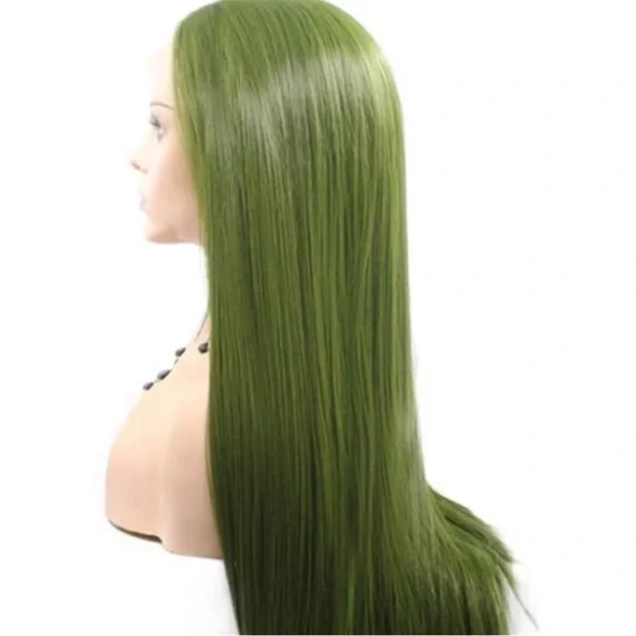 Sheer 22” Dark Green Silky Straight LaceFront Wig